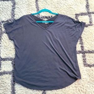 Blue Gray Pink Rose Top Size Medium